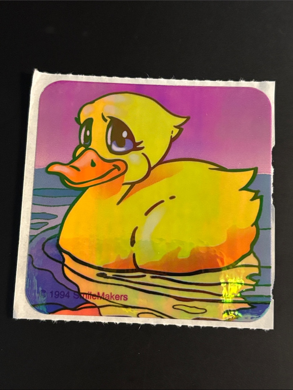 Vintage 1994 SmileMakers Iridescent Rubber Duck Sticker Retro 90’s